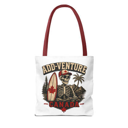 Canada "Add-Venture" Skull Surf Tote Bag – Vintage Maple Leaf Adventure Beach Tote