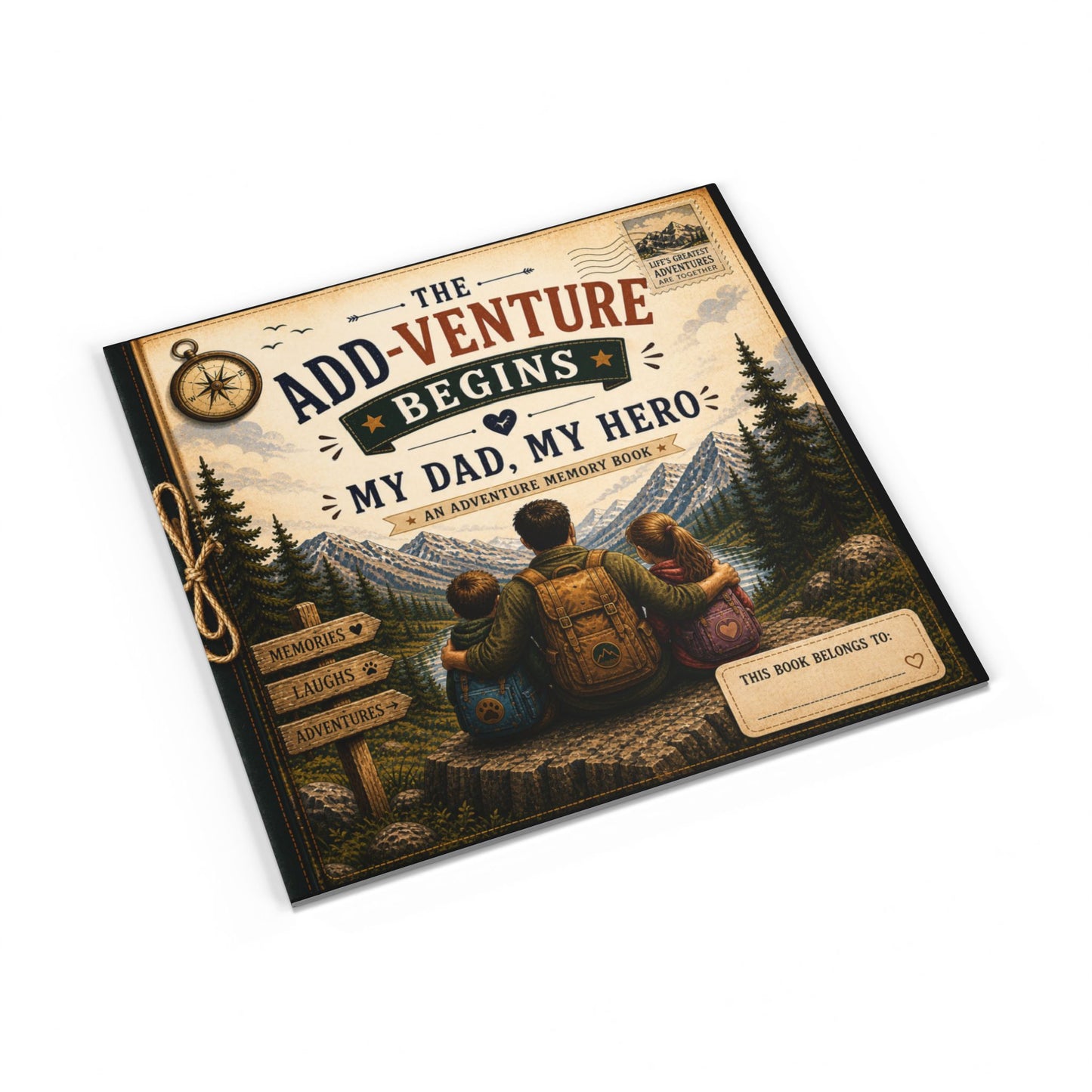 Fathers Day Gift for Dad from Kids Fill In Memory Book Personalized Keepsake The Add Venture Begins My Dad My Hero