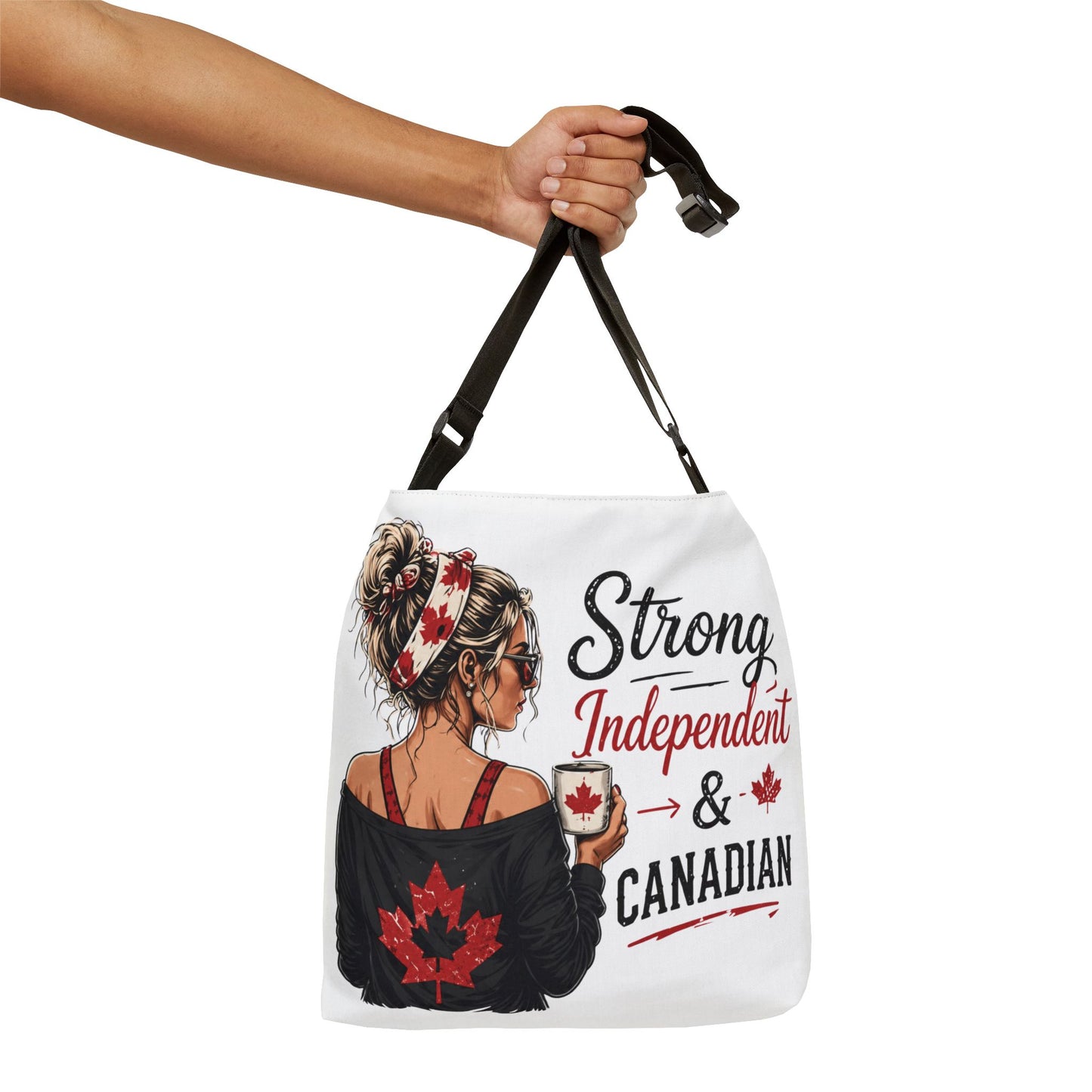 Strong Independent Canadian Tote Bag Graphic Canvas Shoulder Bag Gift for Women Canada Pride