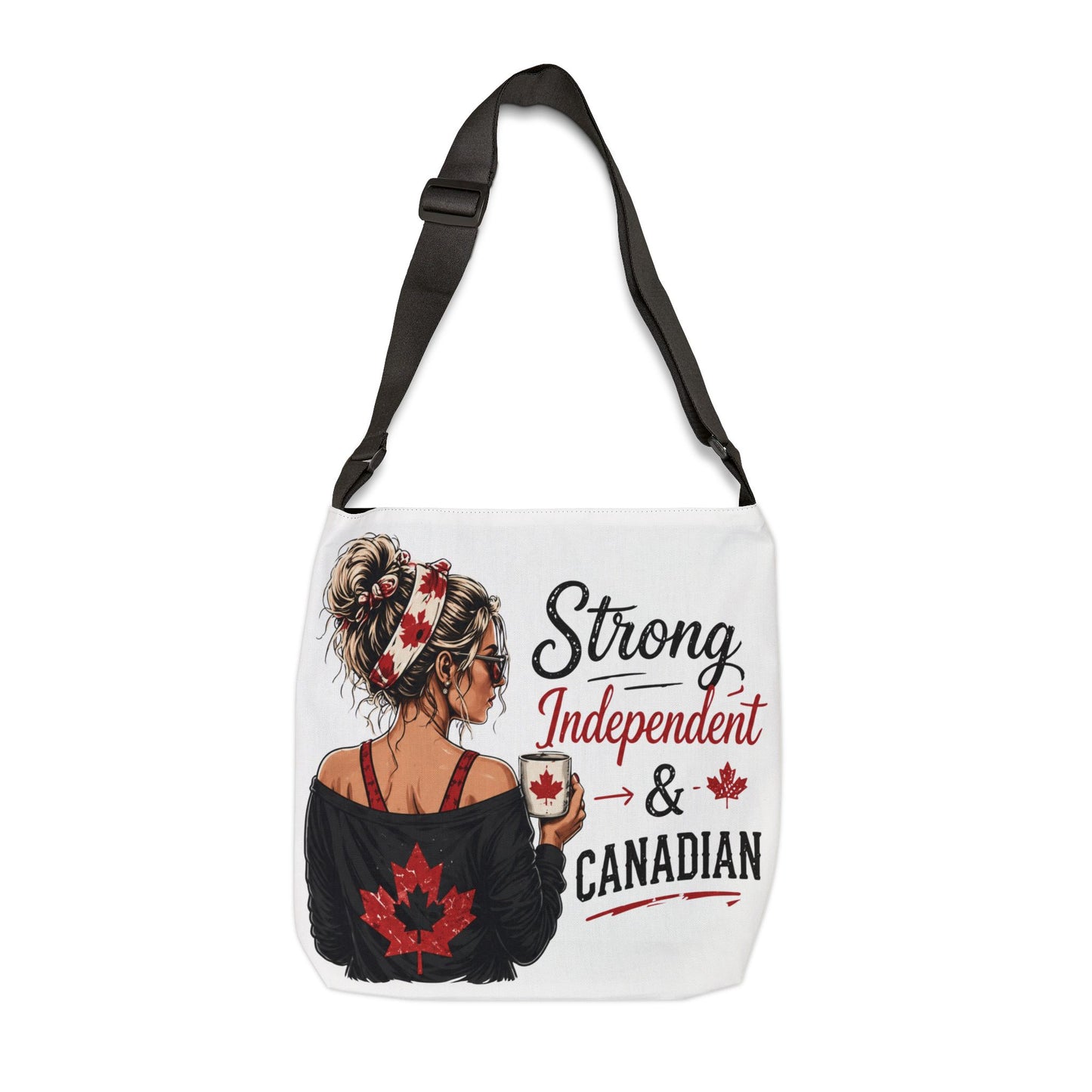 Strong Independent Canadian Tote Bag Graphic Canvas Shoulder Bag Gift for Women Canada Pride