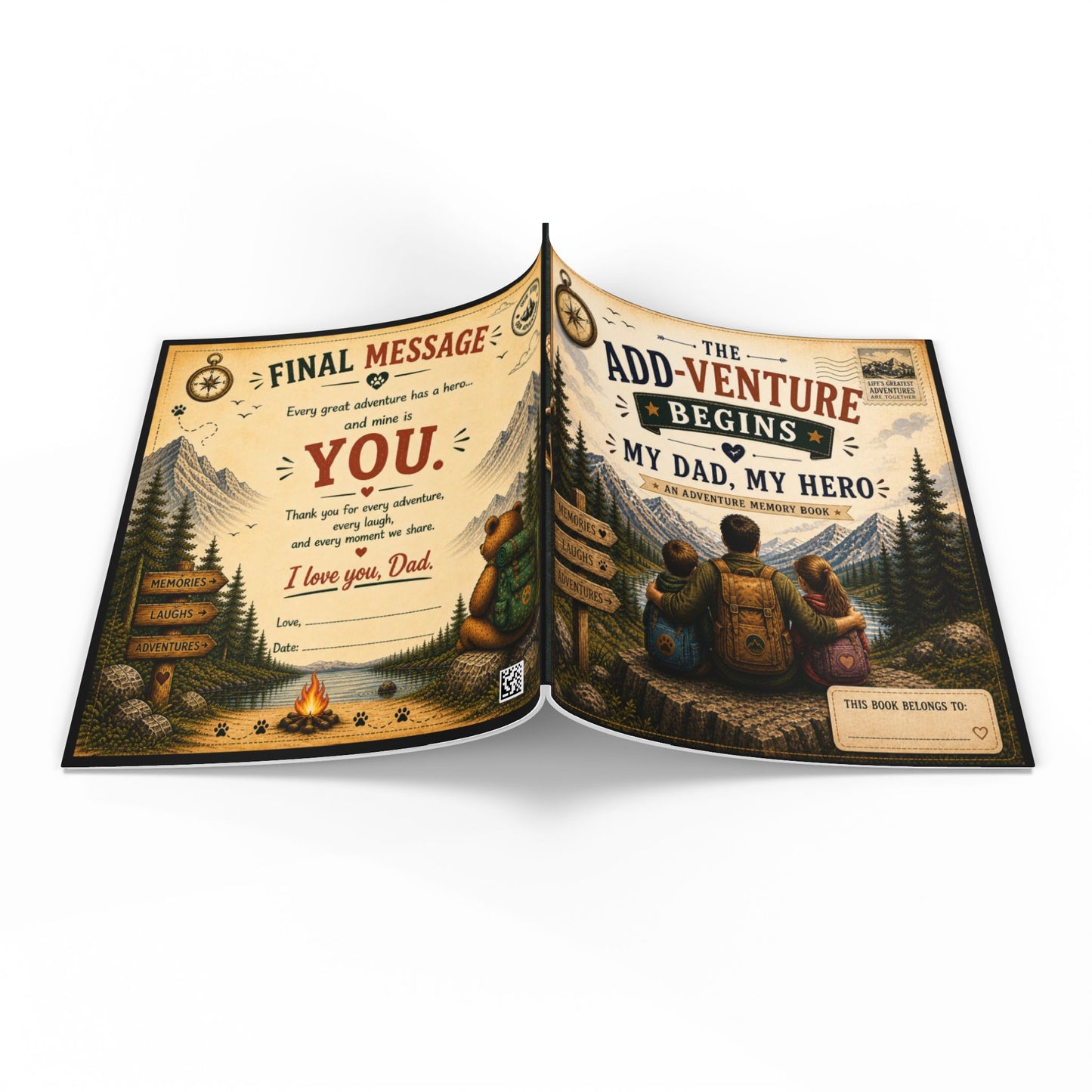 Fathers Day Gift for Dad from Kids Fill In Memory Book Personalized Keepsake The Add Venture Begins My Dad My Hero