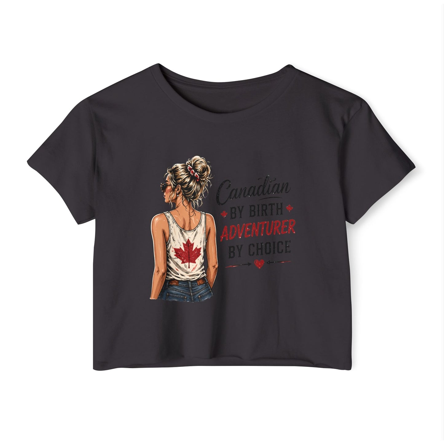Canadian Adventurer Crop Top – "Canadian by Birth, Adventurer by Choice" Festival Tee