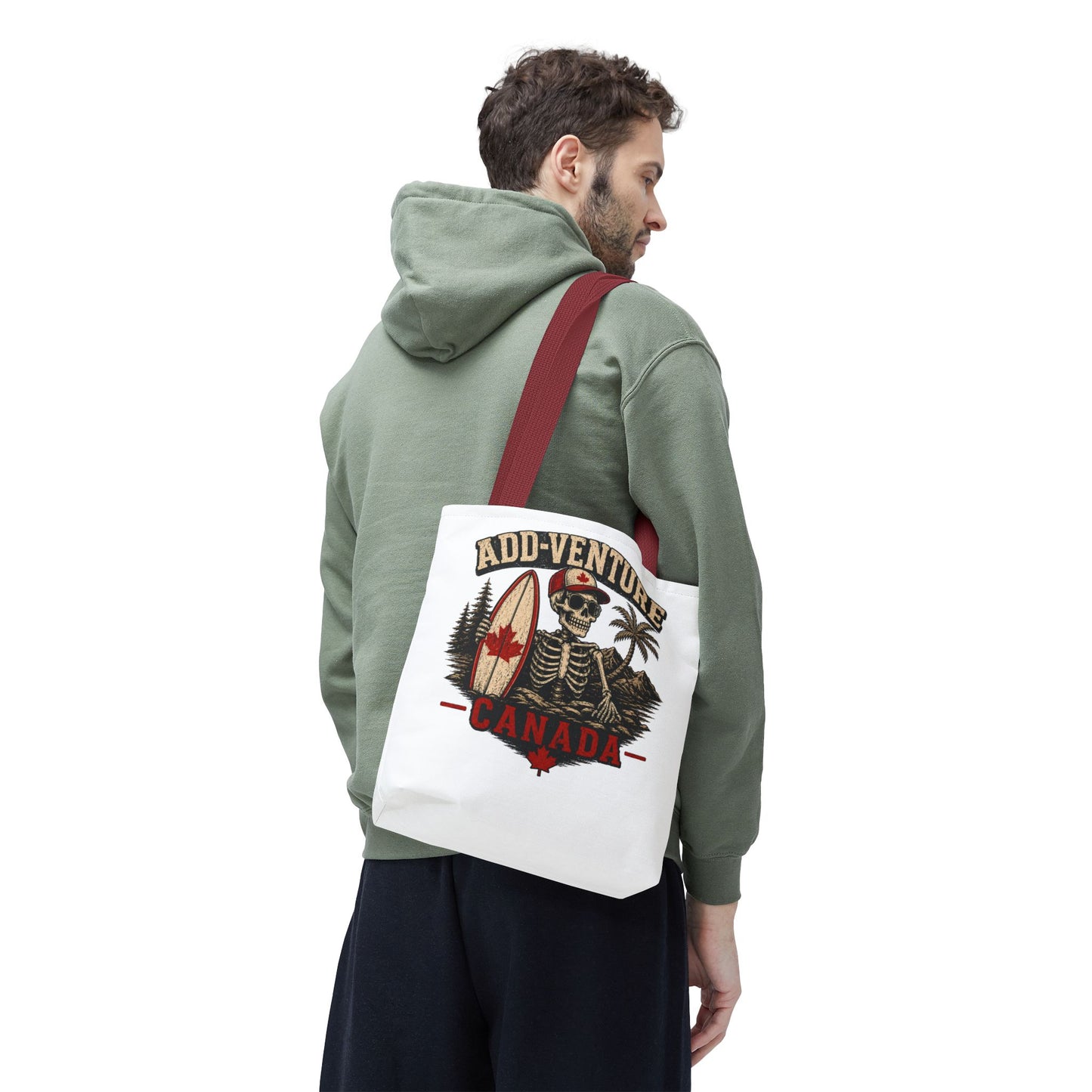 Canada "Add-Venture" Skull Surf Tote Bag – Vintage Maple Leaf Adventure Beach Tote