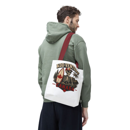 Canada "Add-Venture" Skull Surf Tote Bag – Vintage Maple Leaf Adventure Beach Tote